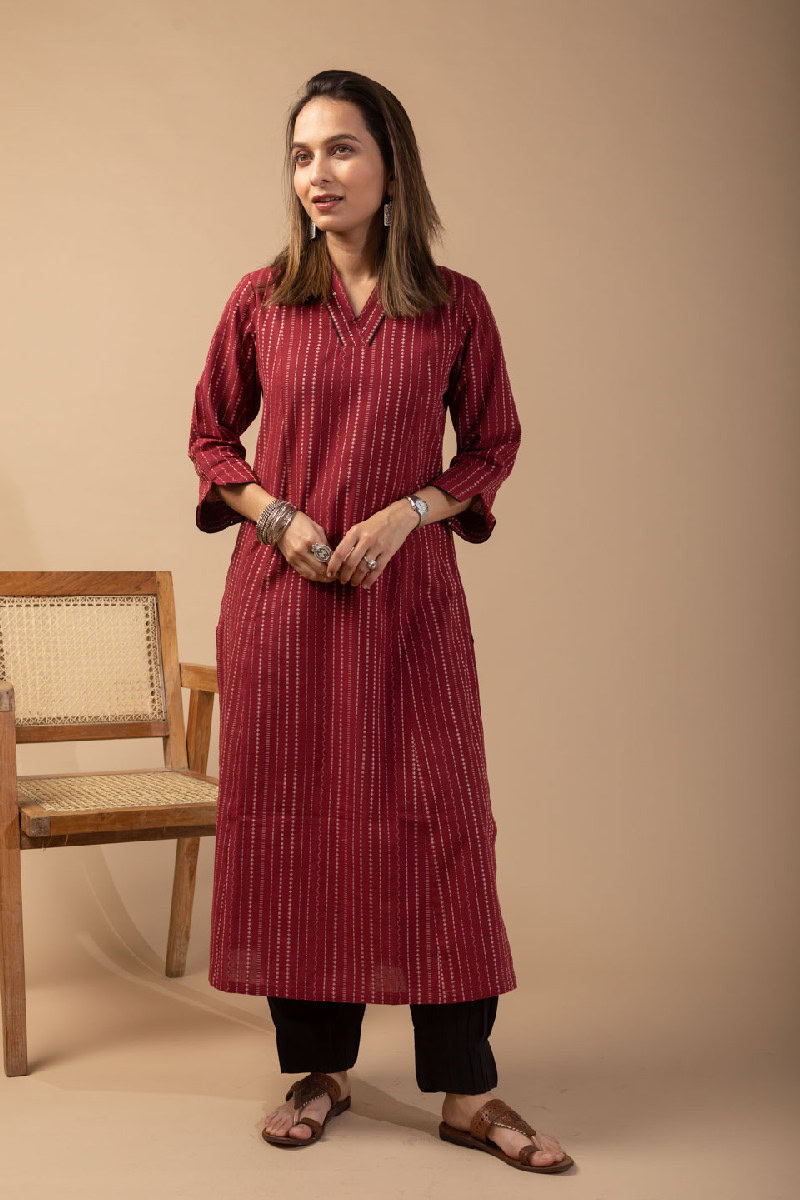 Image for Kusvaa Wkr093 Nandita Handloom Cotton Kurta Front