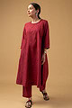 Image for Kusvaa Cood075 Samshini Handloom Cotton Kurta Pant Set Front