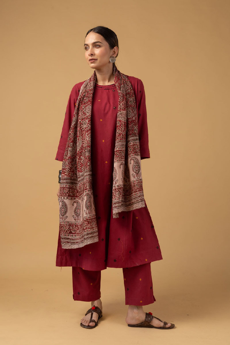 Image for Kusvaa Cood075 Samshini Handloom Cotton Kurta Pant Set Pattern