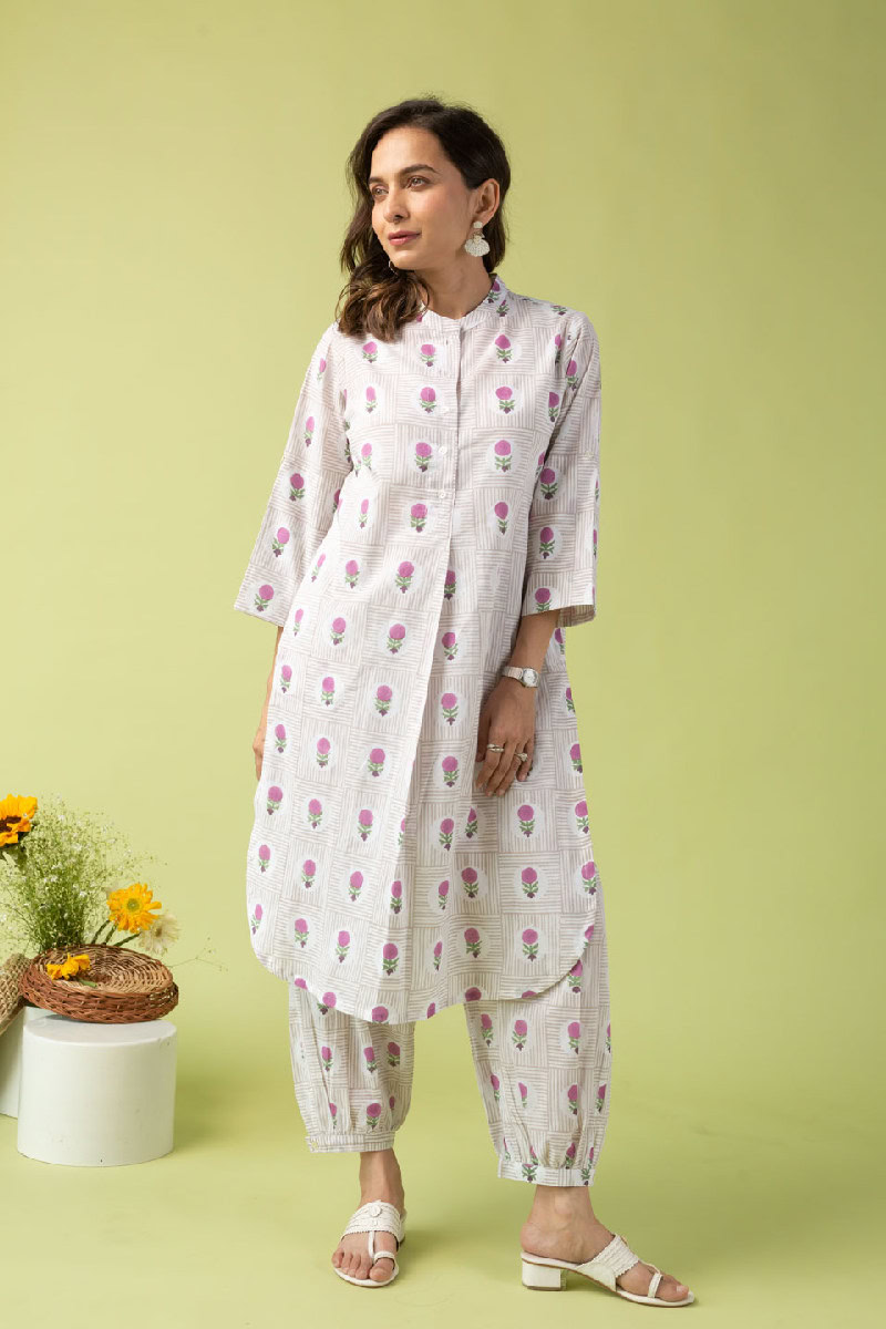 Image for Kusvaa Cood076 Itisha Cotton Block Print Co Ord Set Back