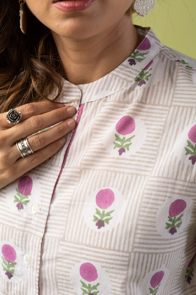 Image for Kusvaa Cood076 Itisha Cotton Block Print Co Ord Set Closeup