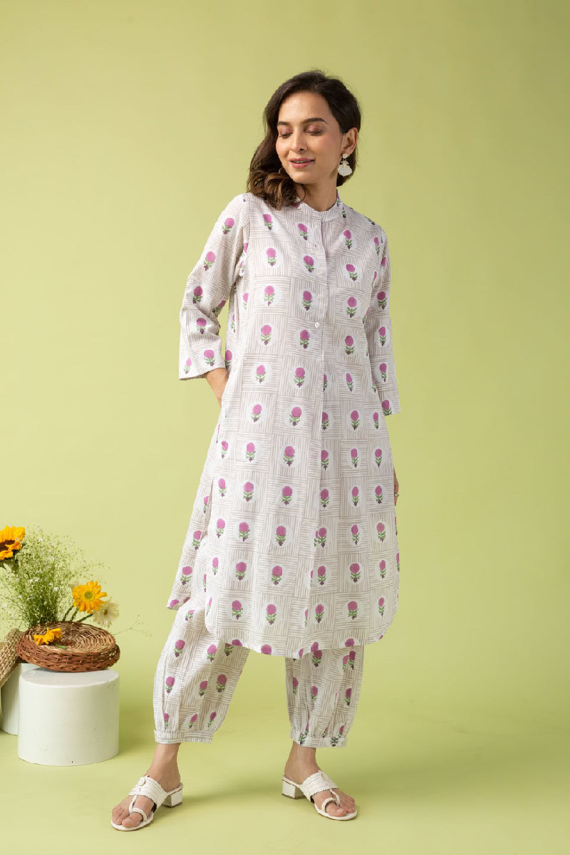 Image for Kusvaa Cood076 Itisha Cotton Block Print Co Ord Set Side