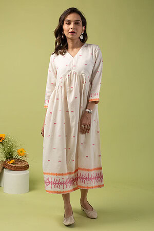 Image for Kusvaa Dr016 Rekha  Jamdani Cotton Dress Front