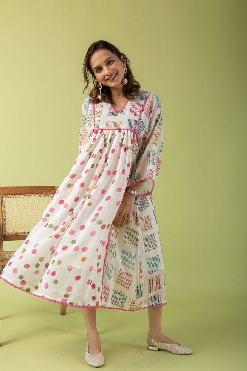 Image for Kusvaa Dr018 Kitni A Line Cotton Dress Sleeves