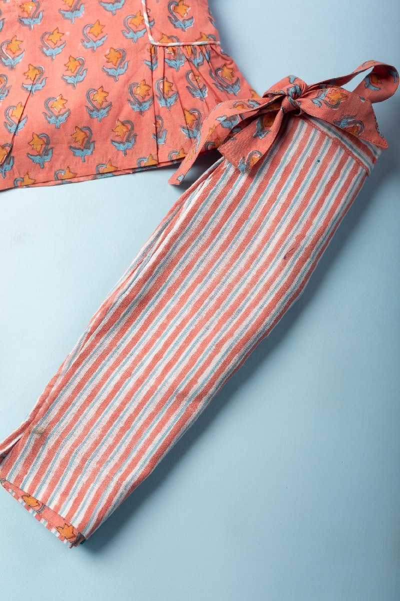 Image for Kusvaa Grw041 Ishani Cotton Girls Top Pant Set Closeup 2