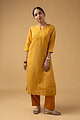 Image for Kusvaa Wkr079a Darshan Chanderi Straight Kurta Closeup 3