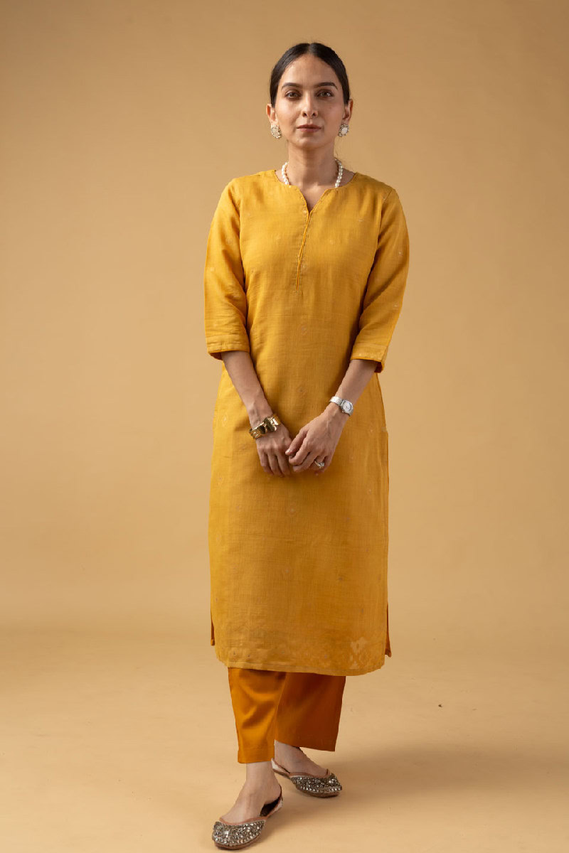 Image for Kusvaa Wkr079a Darshan Chanderi Straight Kurta Front