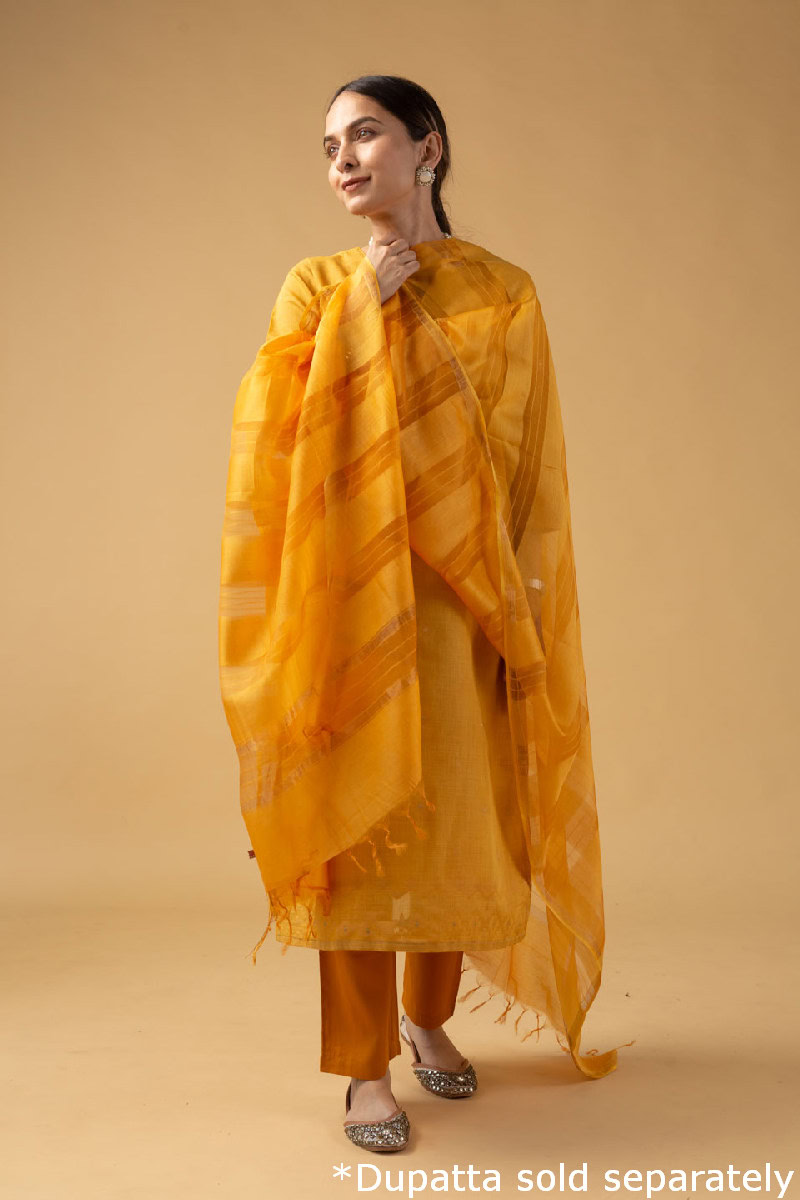 Image for Kusvaa Wkr079a Darshan Chanderi Straight Kurta Sleeves