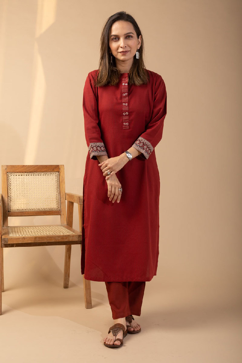 Image for Kusvaa Wkr095 Akansha Handloom Cotton Kurta Front