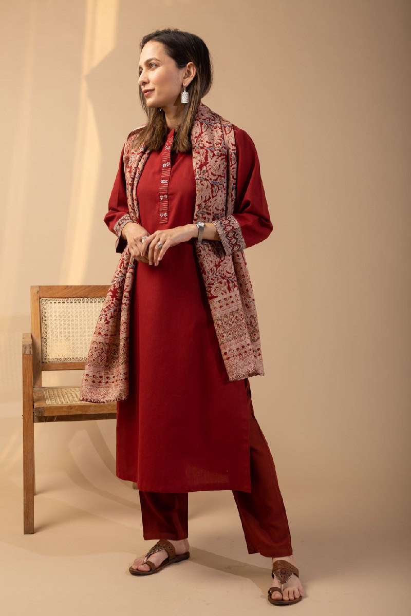 Image for Kusvaa Wkr095 Akansha Handloom Cotton Kurta Side