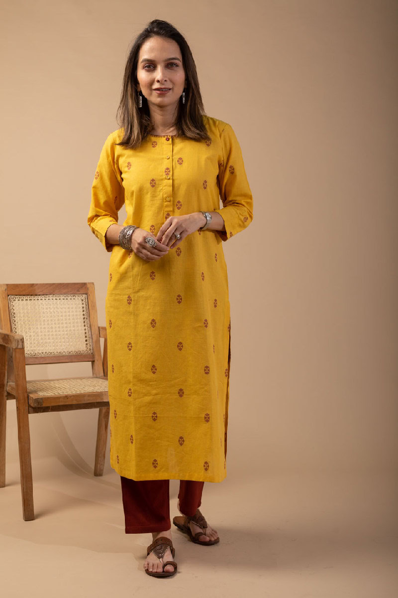 Image for Kusvaa Wkr098 Raine Handloom Cotton Kurta Front