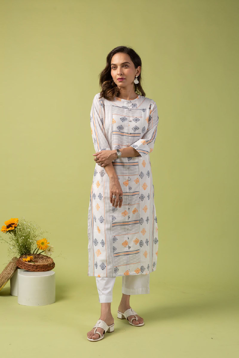 Image for Kusvaa Wkr099 Charul Handloom Cotton Kurta Side