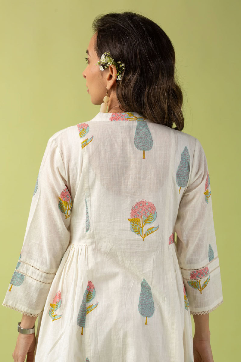 Image for Kusvaa Wkr100 Triss Handblock Cotton Kurta Sitting