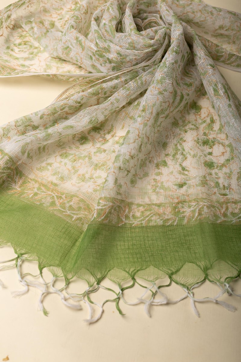 Image for Kusvaa Wkr101dup Harneez Cotton Block Print Kota Doriya Dupatta Side