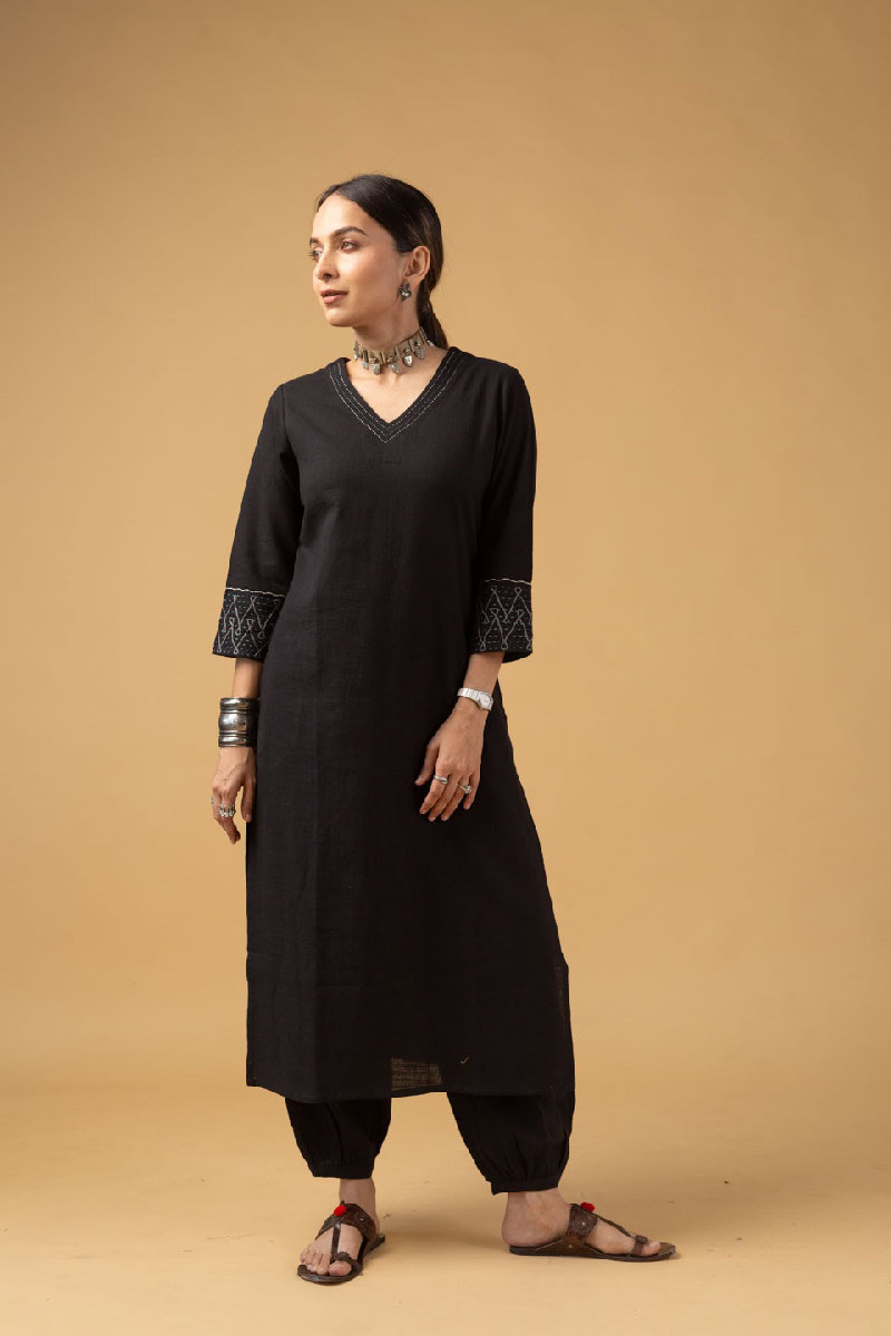 Image for Kusvaa Wkr103 Samvidha Handloom Cotton Kurta Back
