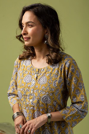 Image for Kusvaa Wkr106 Farida Cotton Handblock Kurta Featured