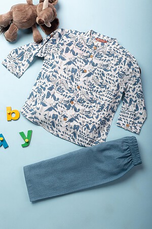 Image for Kusvaa Byw033 Bidyut Cotton Boy's Shirt Pant Set Closeup 2