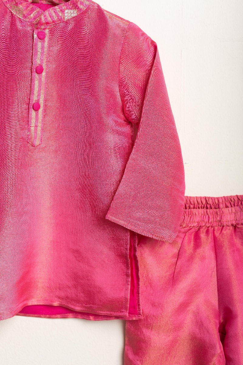 Image for Kusvaa Byw034 Rishav Tissue Viscos Boys Kurta Pant Side