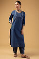 Image for Kusvaa Cood080 Jyotsana Handloom Cotton Kurta Pant Set Sitting
