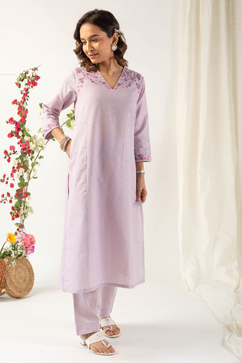 Image for Kusvaa Cood082 Singdha Cotton Linen Co Ord Set Neck