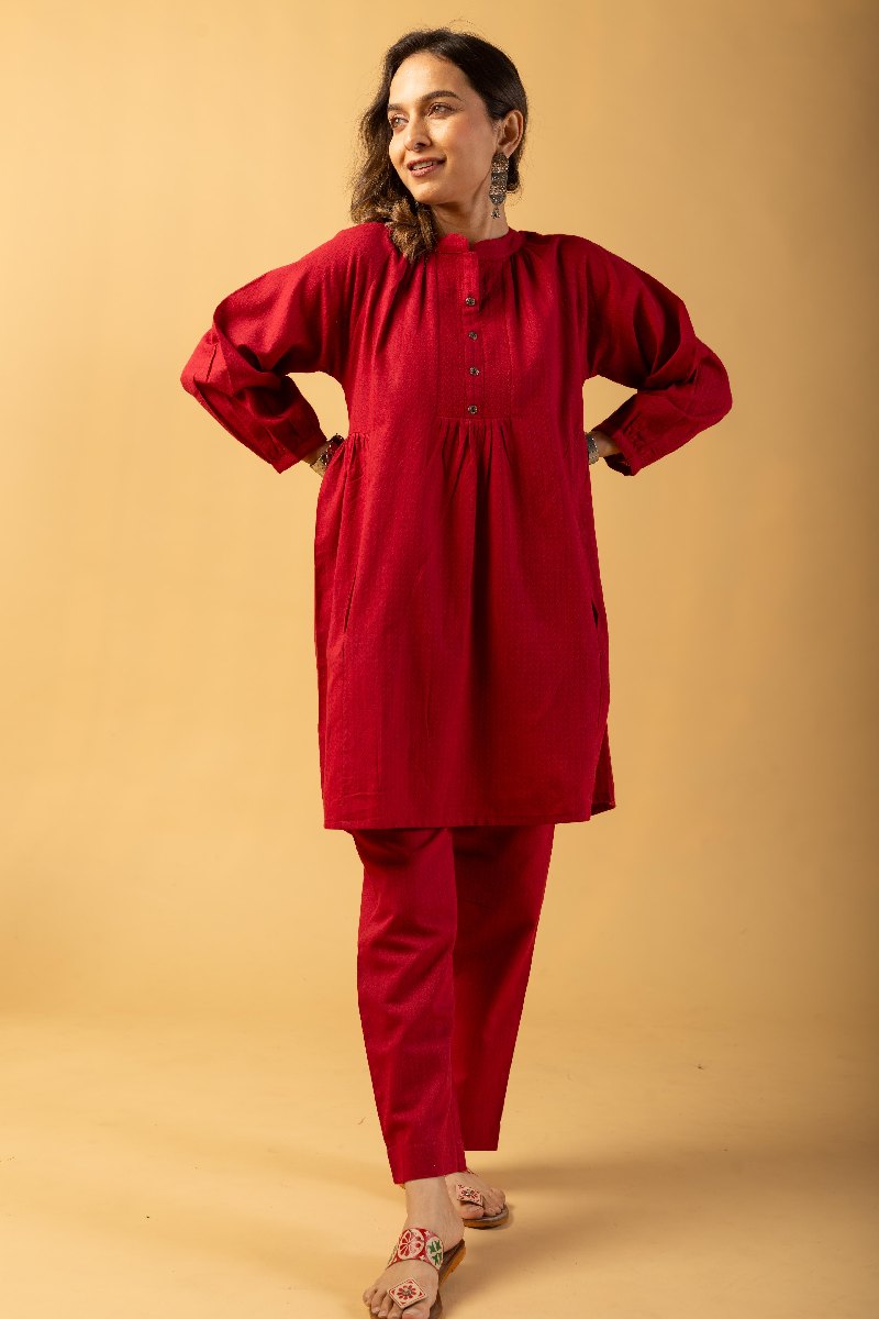 Image for Kusvaa Cood085 Jina Handloom Cotton Kurta Pant Set Back
