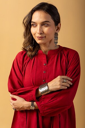 Image for Kusvaa Cood085 Jina Handloom Cotton Kurta Pant Set Front