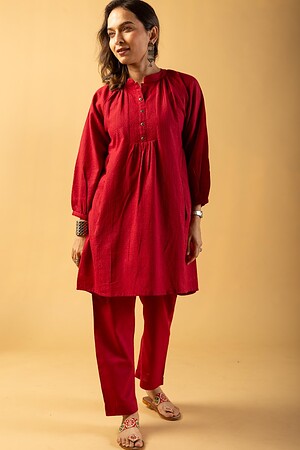 Image for Kusvaa Cood085 Jina Handloom Cotton Kurta Pant Set Pattern