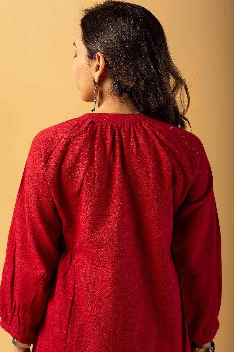 Image for Kusvaa Cood085 Jina Handloom Cotton Kurta Pant Set Sitting
