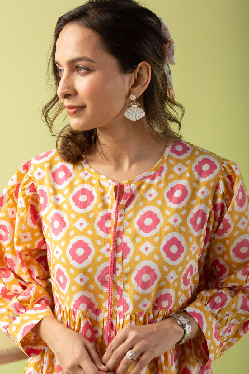 Image for Kusvaa Dr020 Shivansi Handblock Cotton Dress Featured