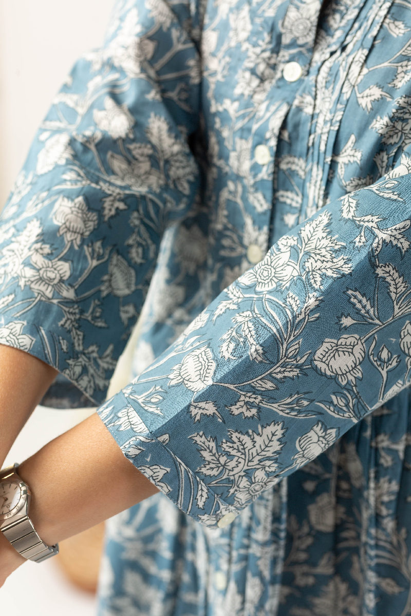 Image for Kusvaa Dr021 Shivi Handblock Cotton Dress Closeup 2