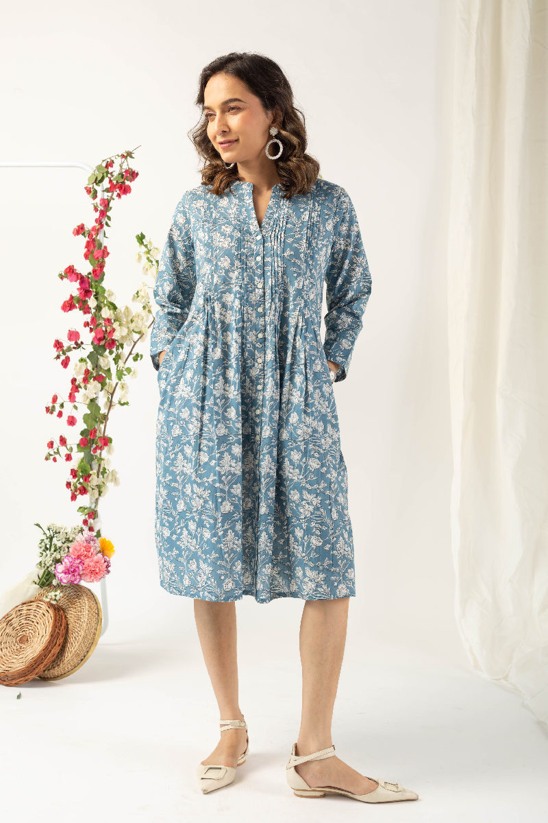 Image for Kusvaa Dr021 Shivi Handblock Cotton Dress Neck