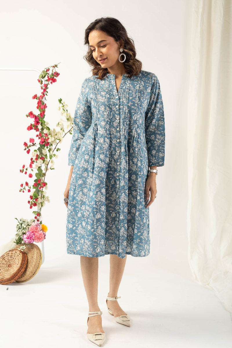 Image for Kusvaa Dr021 Shivi Handblock Cotton Dress Side