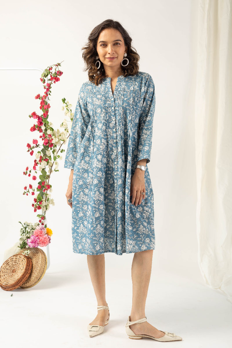 Image for Kusvaa Dr021 Shivi Handblock Cotton Dress Sleeves