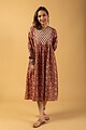 Image for Kusvaa Dr026 Lina Cotton Handblock A Line Dress Back