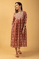 Image for Kusvaa Dr026 Lina Cotton Handblock A Line Dress Front