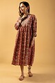 Image for Kusvaa Dr026 Lina Cotton Handblock A Line Dress Pocket