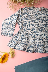 Image for Kusvaa Grw047 Nitya Cotton Girls Top Pant Set Closeup New