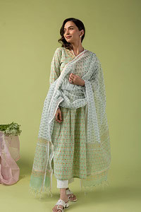 Image for Kusvaa Kds010 Reedhima Cotton Kurta With Dupatta Set Closeup