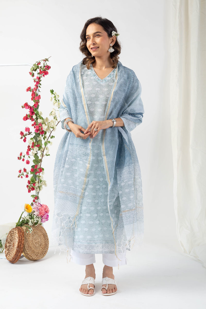 Image for Kusvaa Kds013 Nima Kurta With Dupatta Set Back