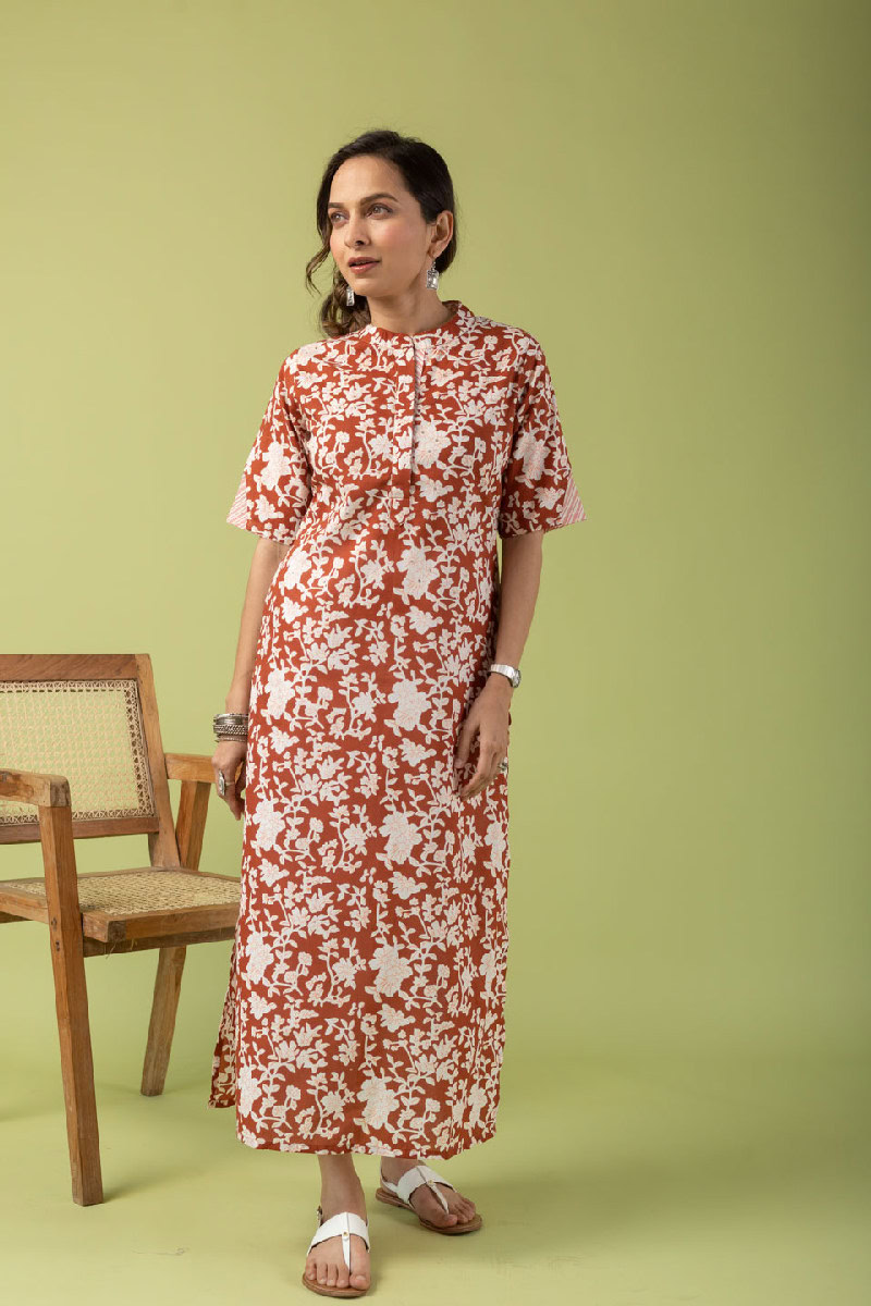 Image for Kusvaa Wkr111 Jiya Cotton Blockprint Kurta Front