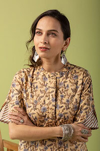Image for Kusvaa Wkr112 Ishi Cotton Blockprint Kurta Pocket