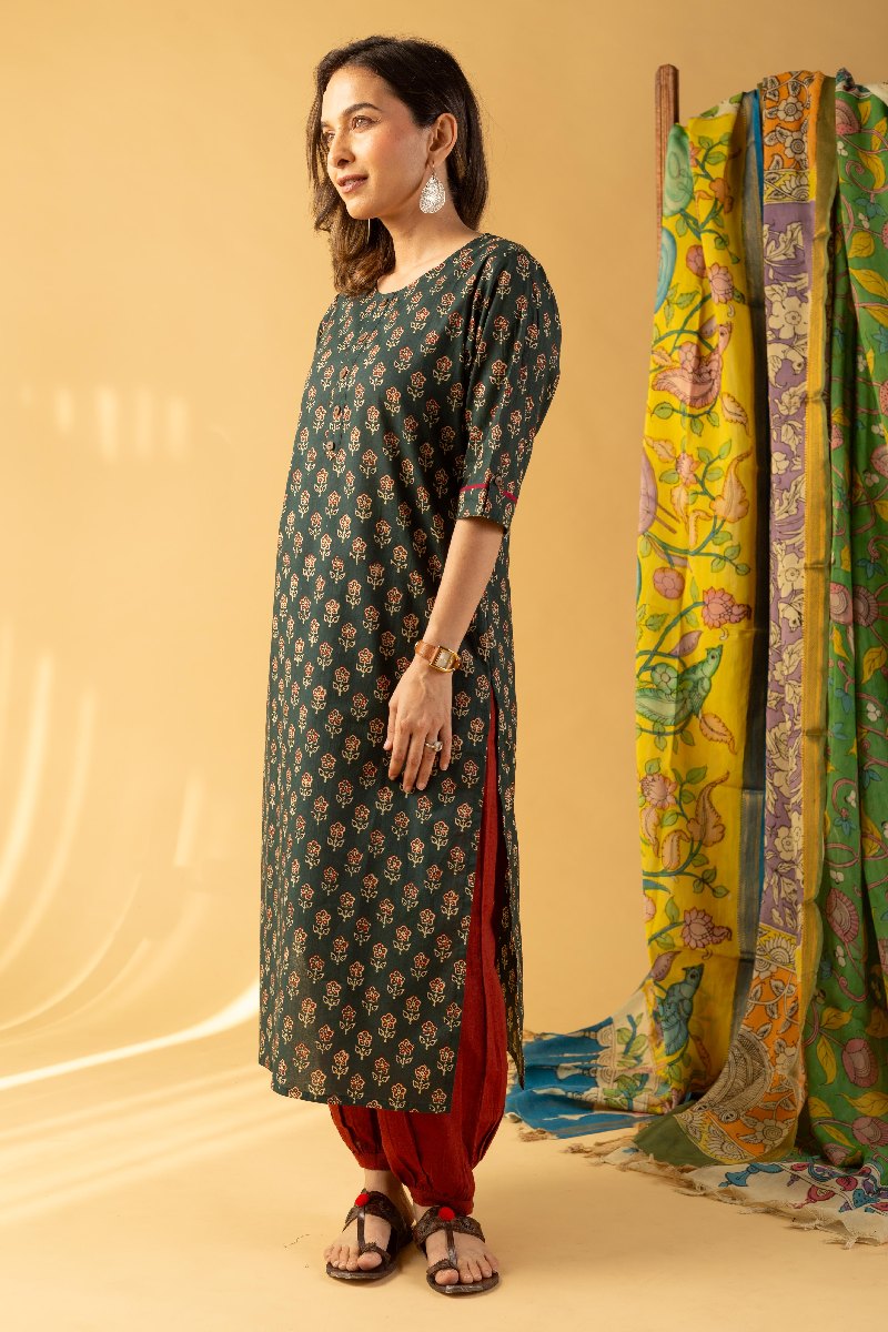 Image for Kusvaa Wkr113 Shihna Cotton Blockprint Kurta Pattern