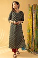 Image for Kusvaa Wkr113 Shihna Cotton Blockprint Kurta Side