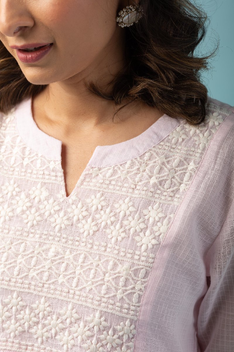 Image for Kusvaa Wkr116 Kashmira Kota Doriya A Line Kurta Closeup