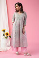 Image for Kusvaa Wkr117 Sanju Cotton Blockprint Kurta Closeup 3