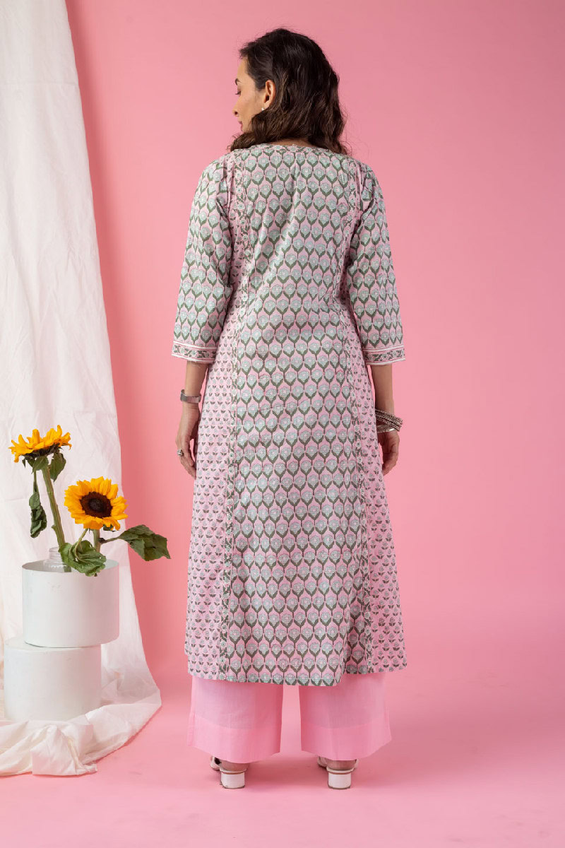 Image for Kusvaa Wkr117 Sanju Cotton Blockprint Kurta Pattern