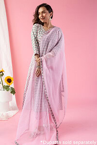 Image for Kusvaa Wkr117 Sanju Cotton Blockprint Kurta Side