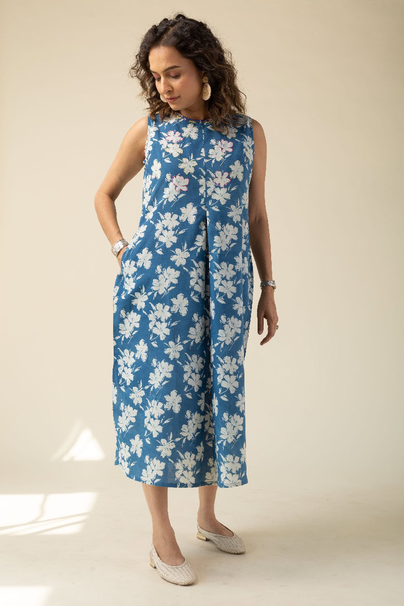 Image for Kusvaa Wkr118 Indrani Handblock Cotton Kurta Back