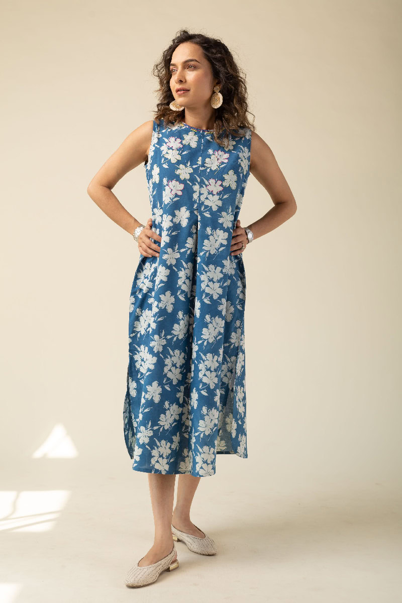 Image for Kusvaa Wkr118 Indrani Handblock Cotton Kurta Sleeves