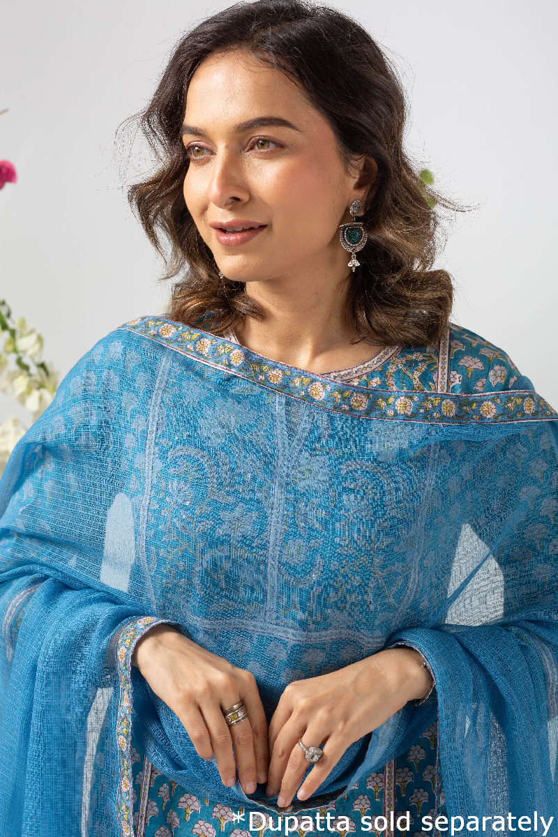 Image for Kusvaa Wkr119 Dyuthi Cotton Blockprint Kurta Pocket